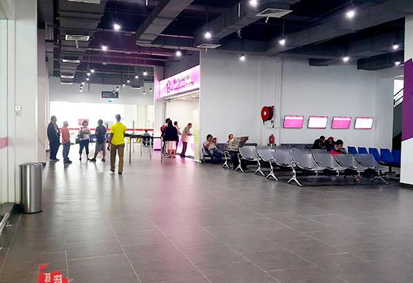 Location of LCD TV beside the ticket counter